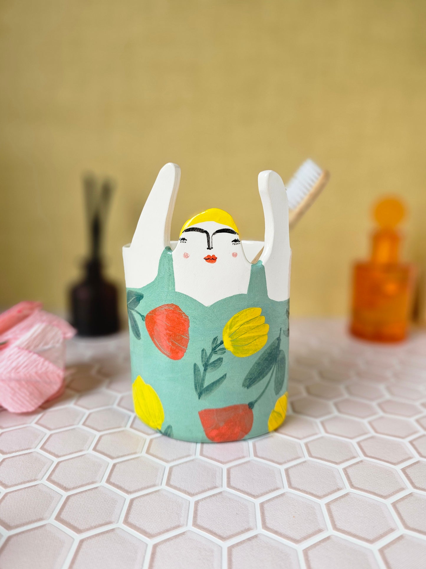 Made to order: Marigold the swimmer ceramic toothbrush holder