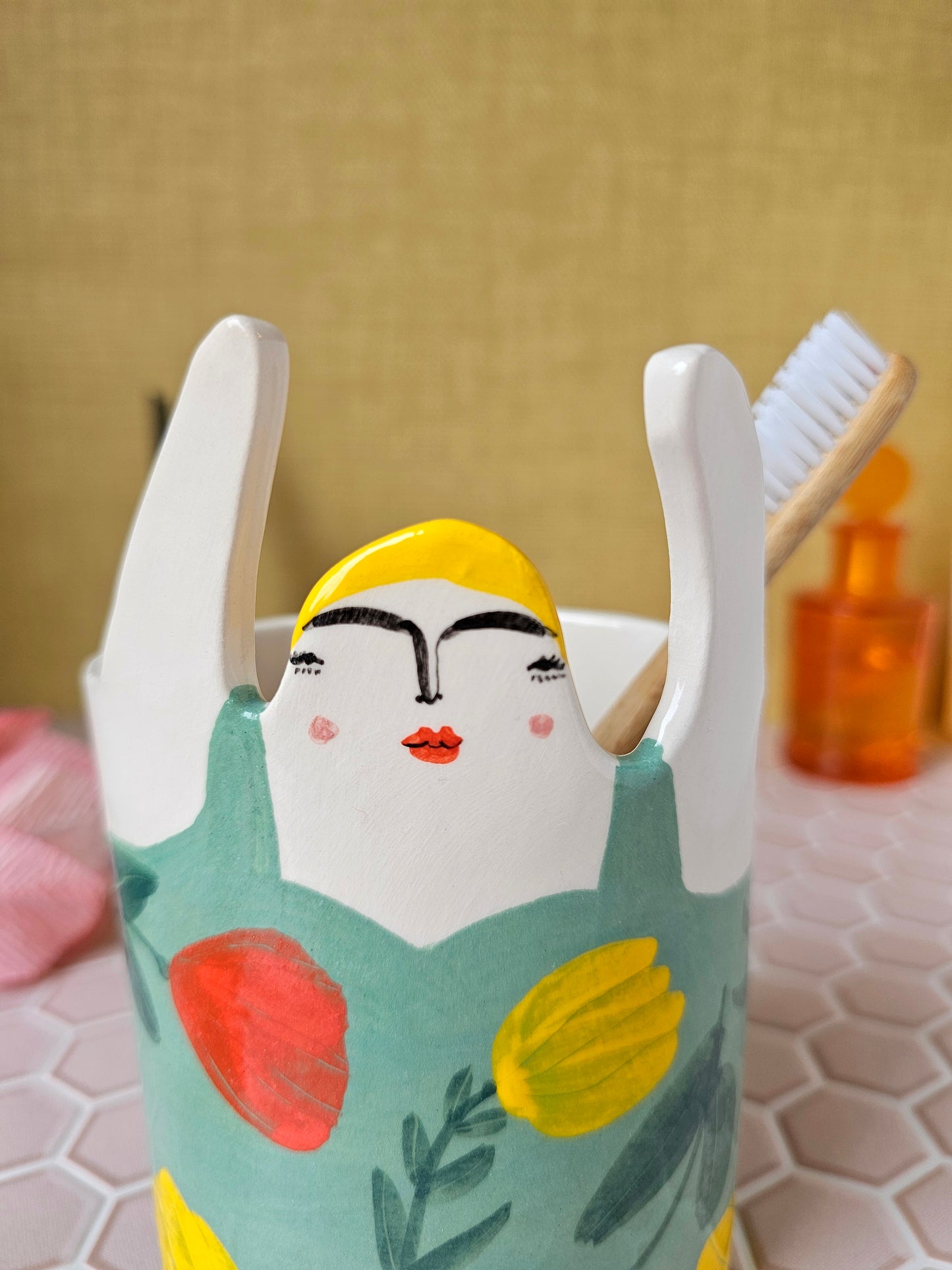 Made to order: Marigold the swimmer ceramic toothbrush holder