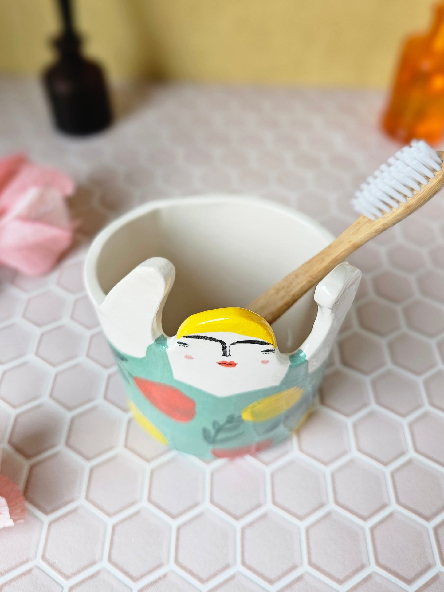 Made to order: Marigold the swimmer ceramic toothbrush holder