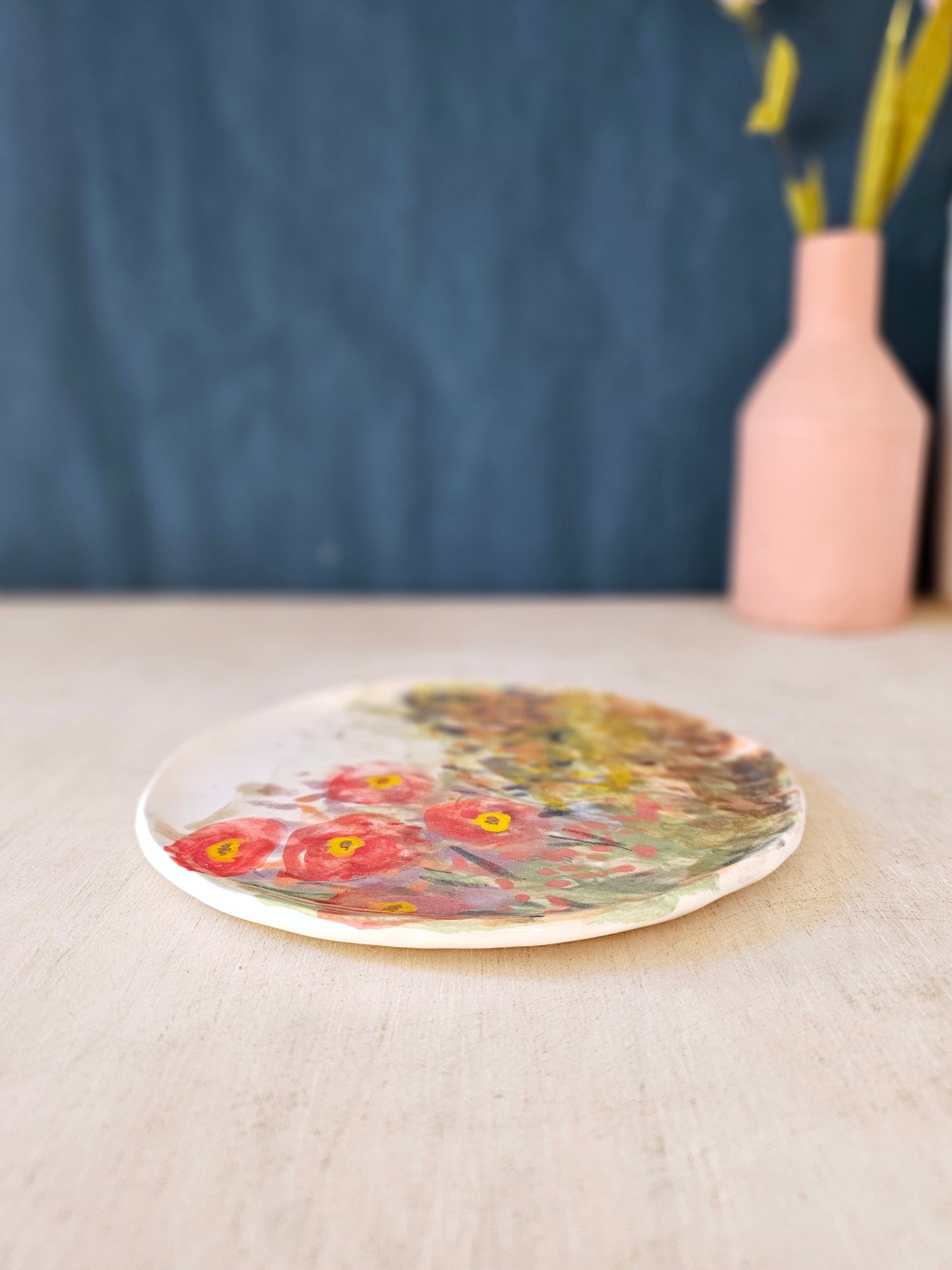 Floral painterly handmade ceramic, side plate