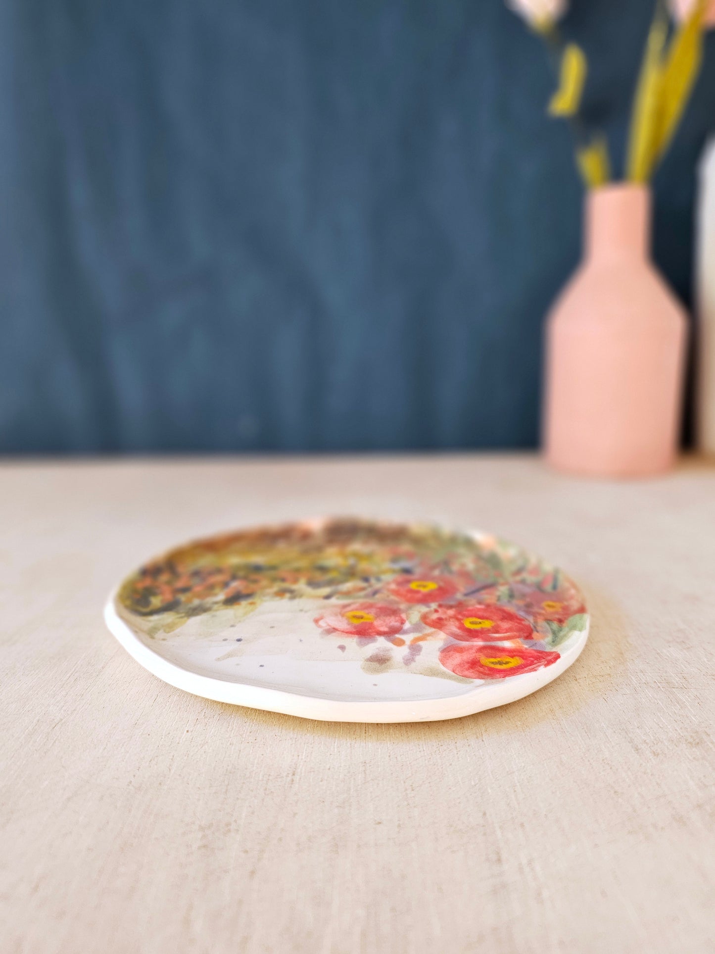 Floral painterly handmade ceramic, side plate