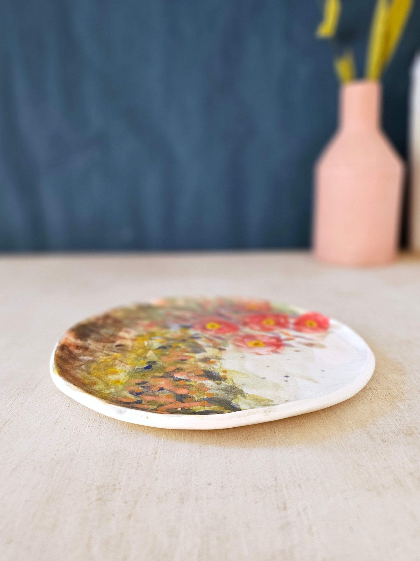 Floral painterly handmade ceramic, side plate