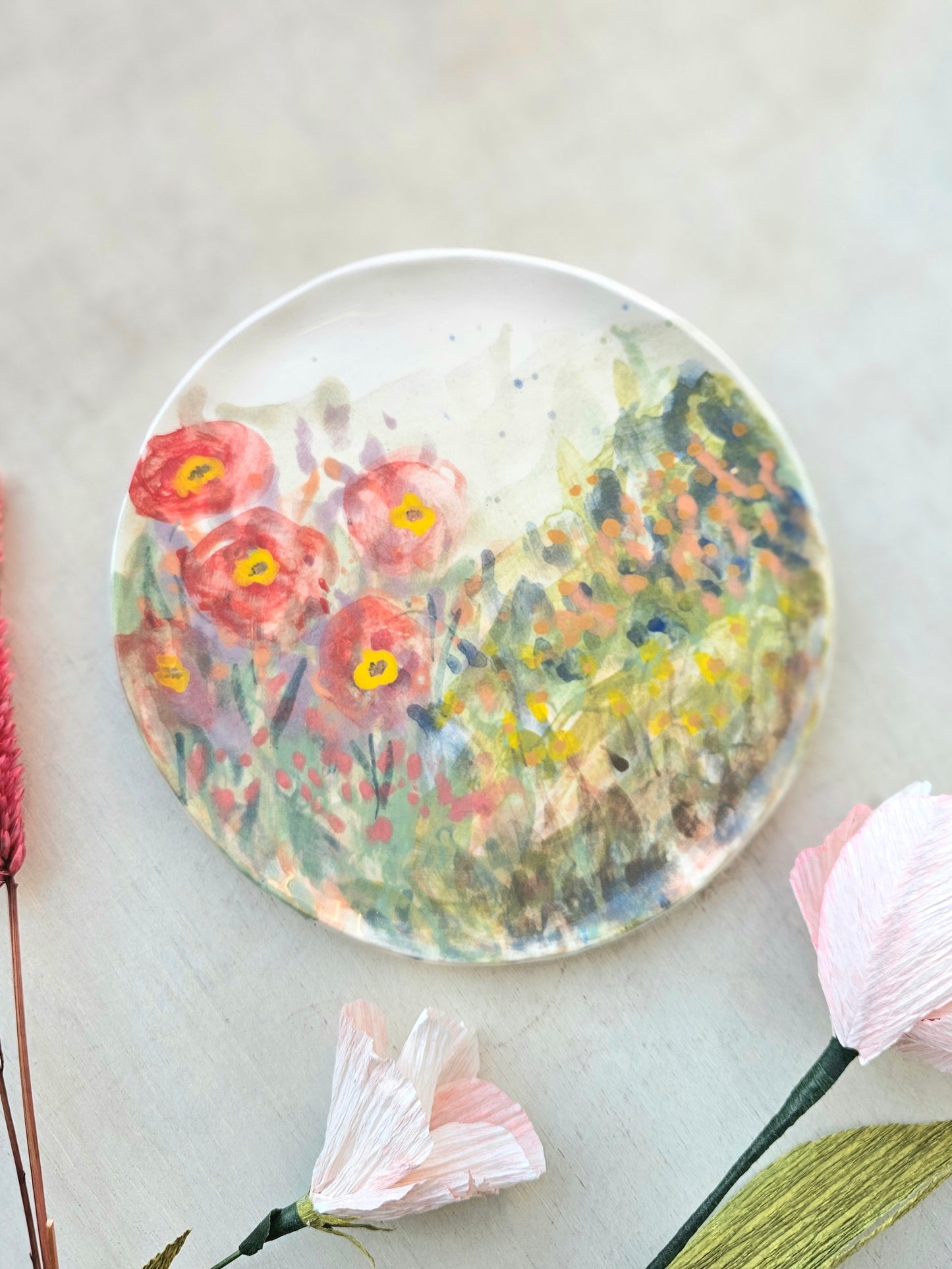 Floral painterly handmade ceramic, side plate