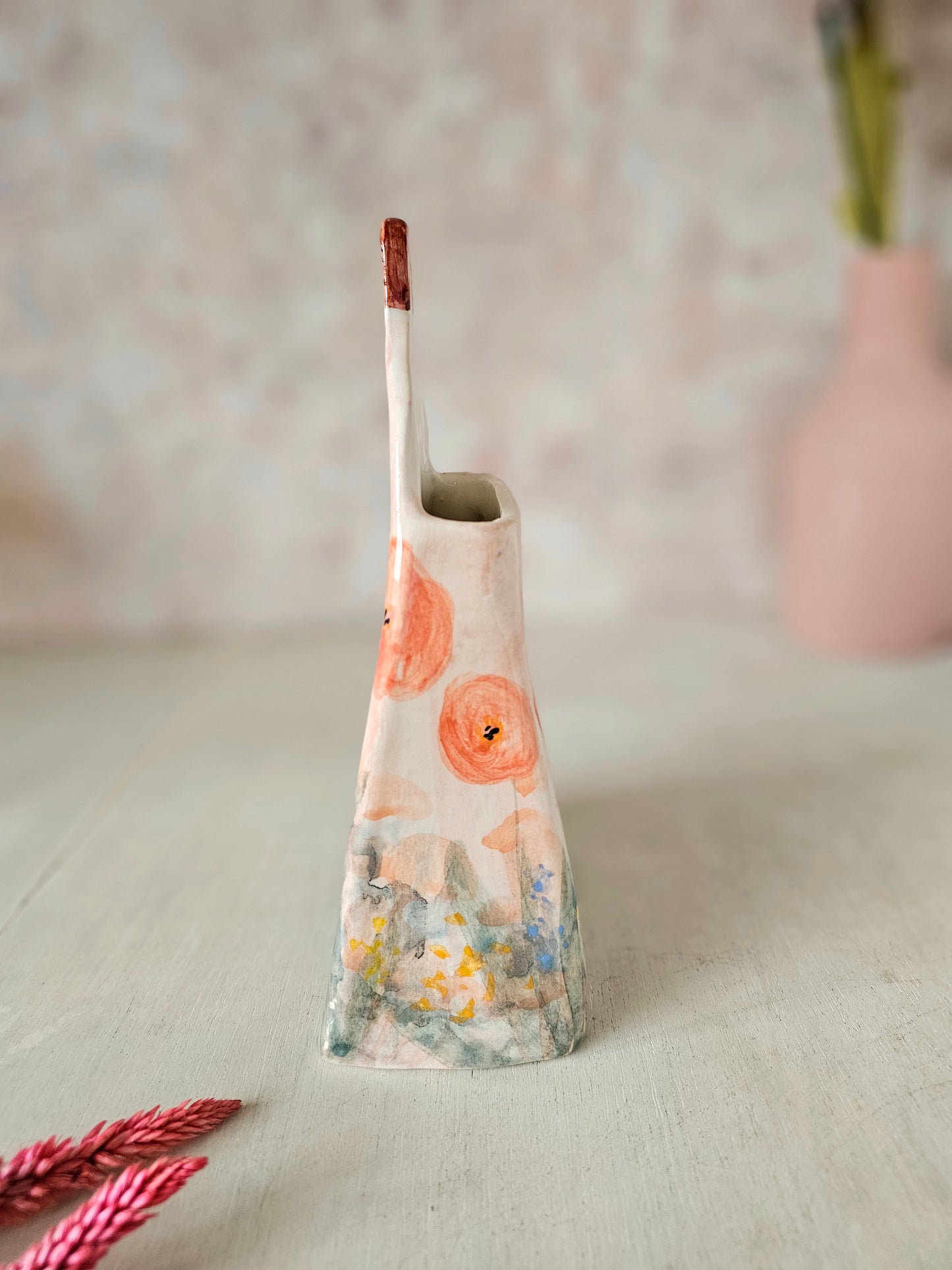 Hazel handmade ceramic Floral Vase painterly, artists collection