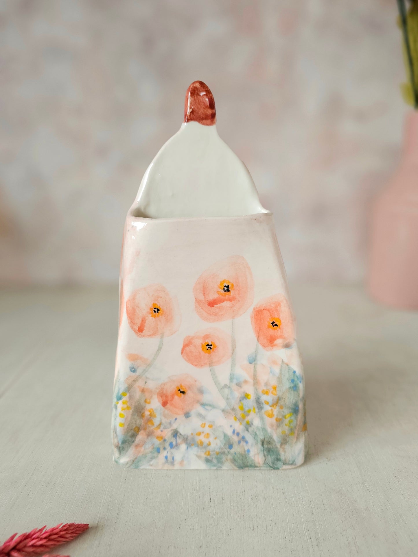 Hazel handmade ceramic Floral Vase painterly, artists collection