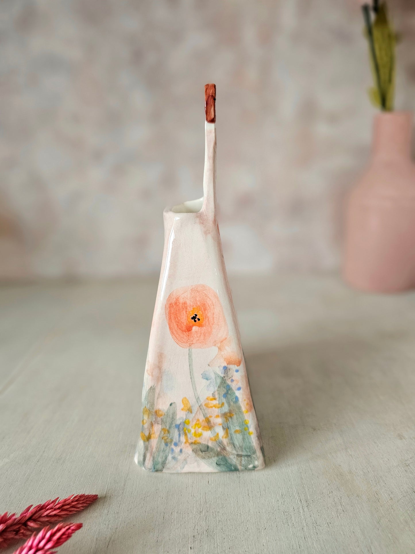 Hazel handmade ceramic Floral Vase painterly, artists collection