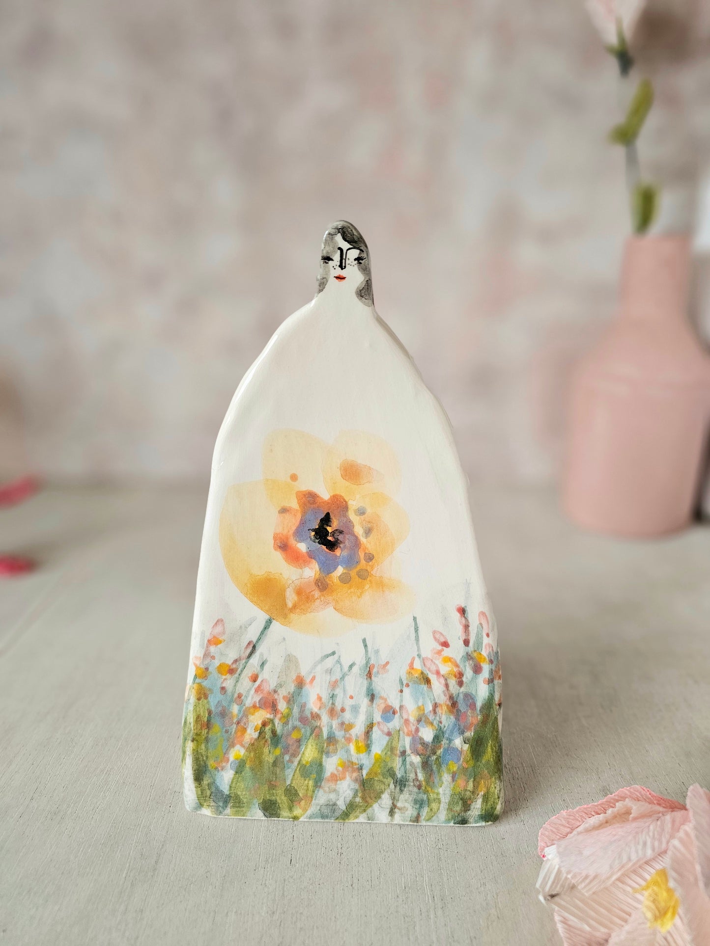 Greta handmade ceramic Floral Vase painterly, artists collection