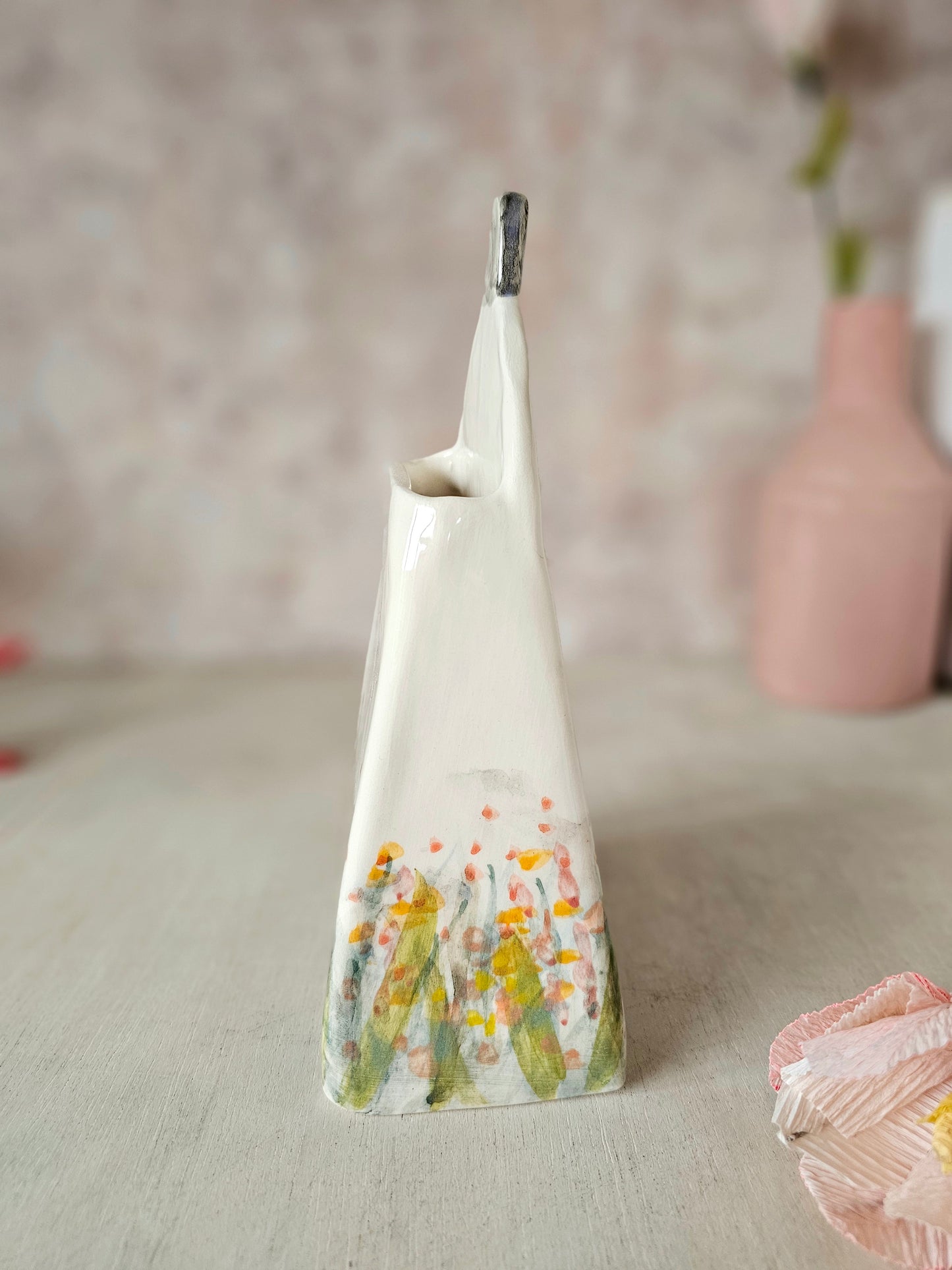 Greta handmade ceramic Floral Vase painterly, artists collection