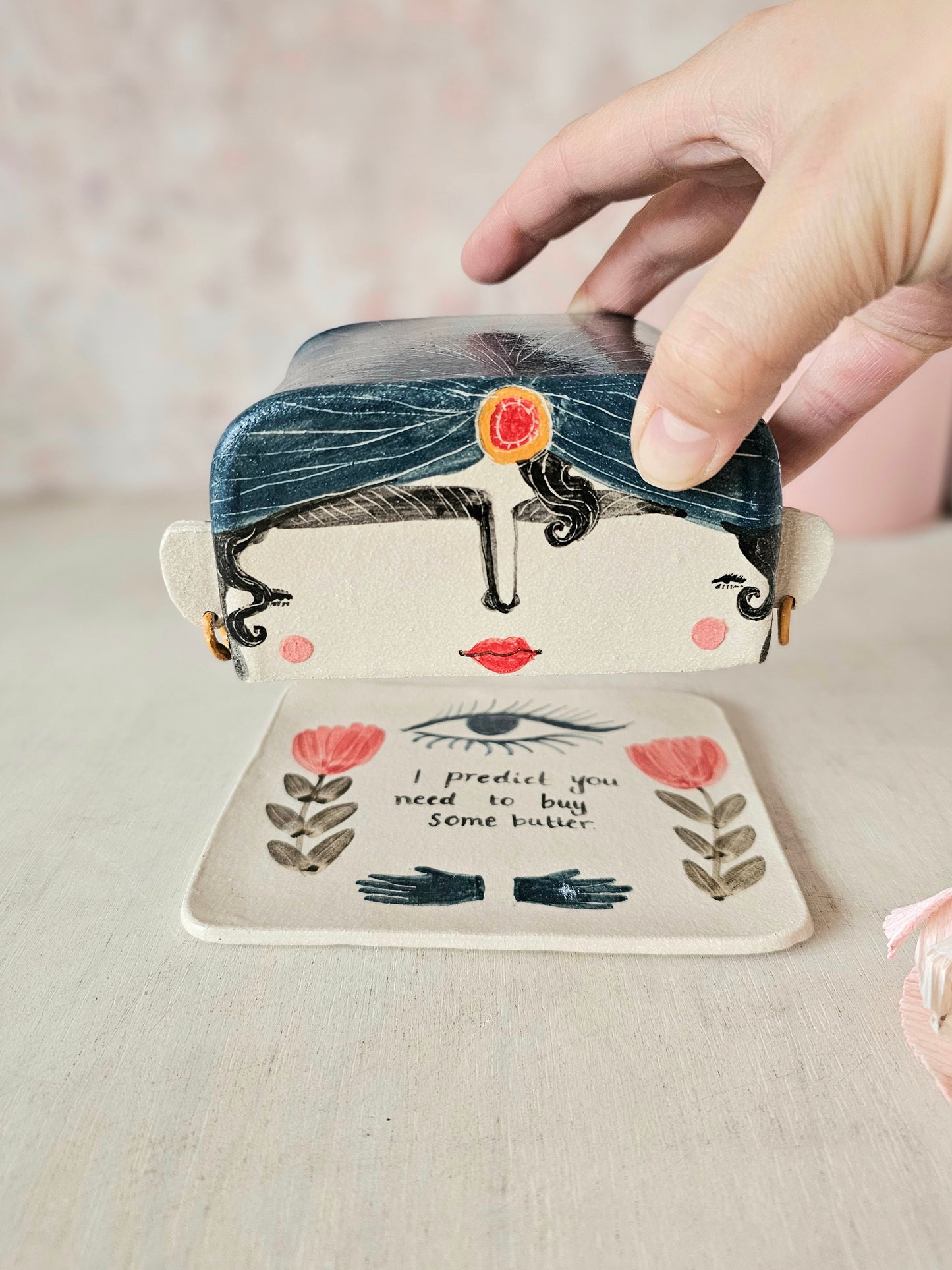 Esmerelda the handmade ceramic fortune telling butter dish