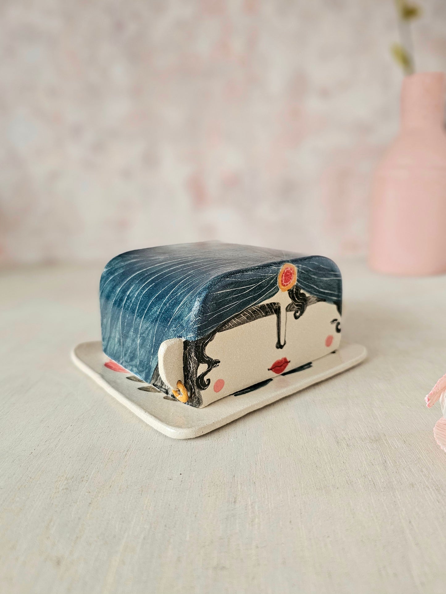 Esmerelda the handmade ceramic fortune telling butter dish