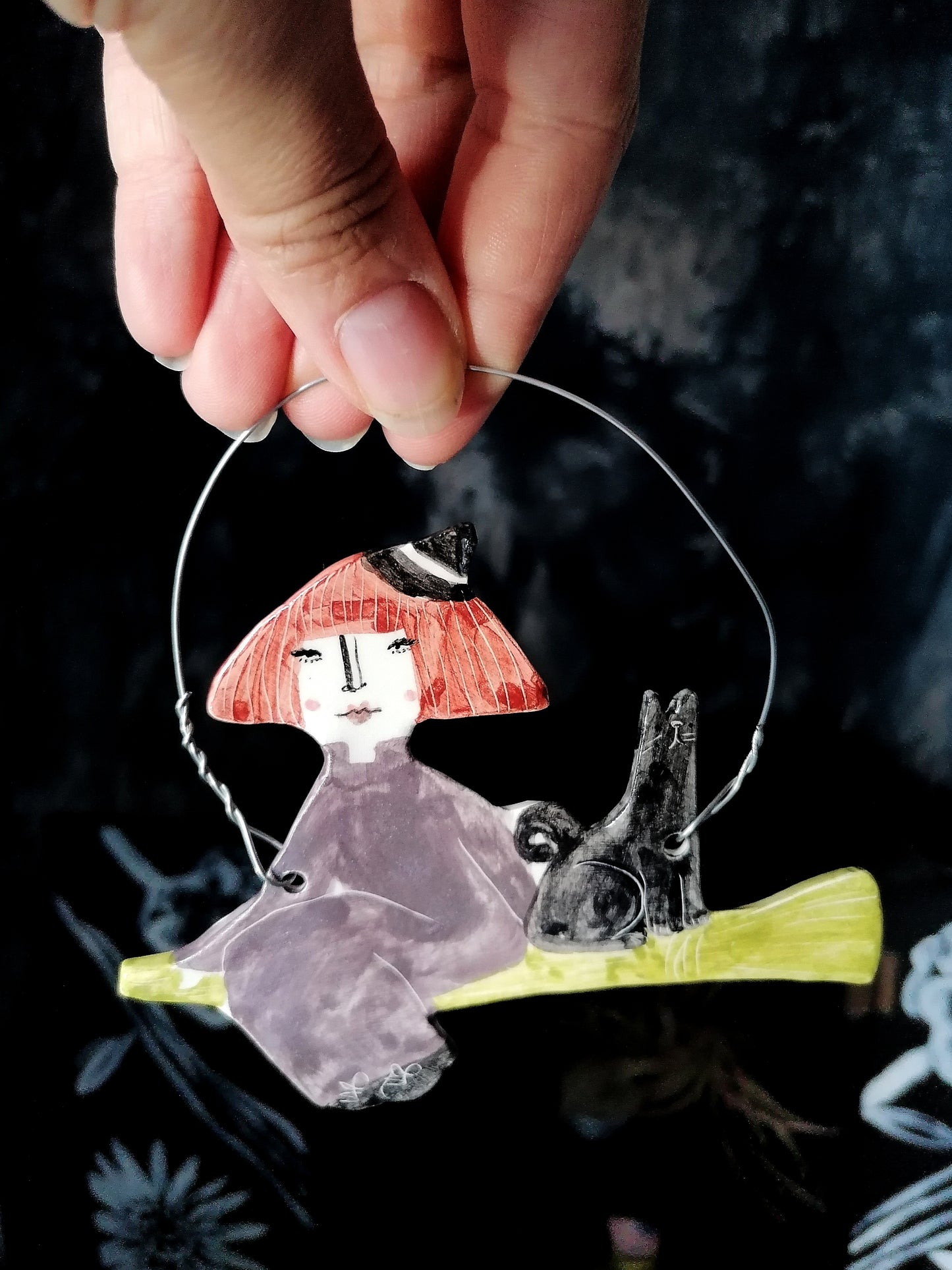 Clara the witch ceramic decoration