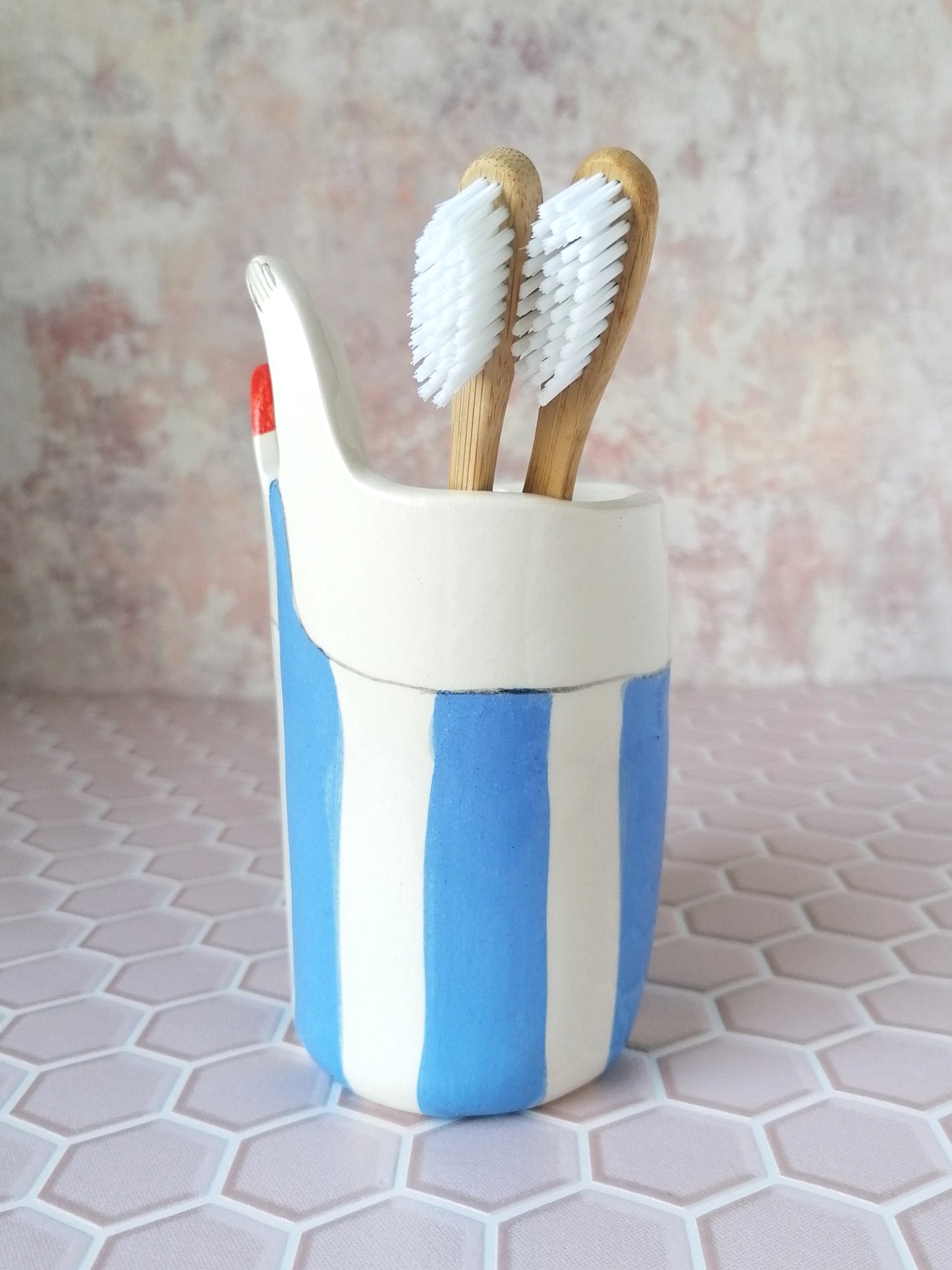 Sylvia the swimmer handmade ceramic pot toothbrush holder