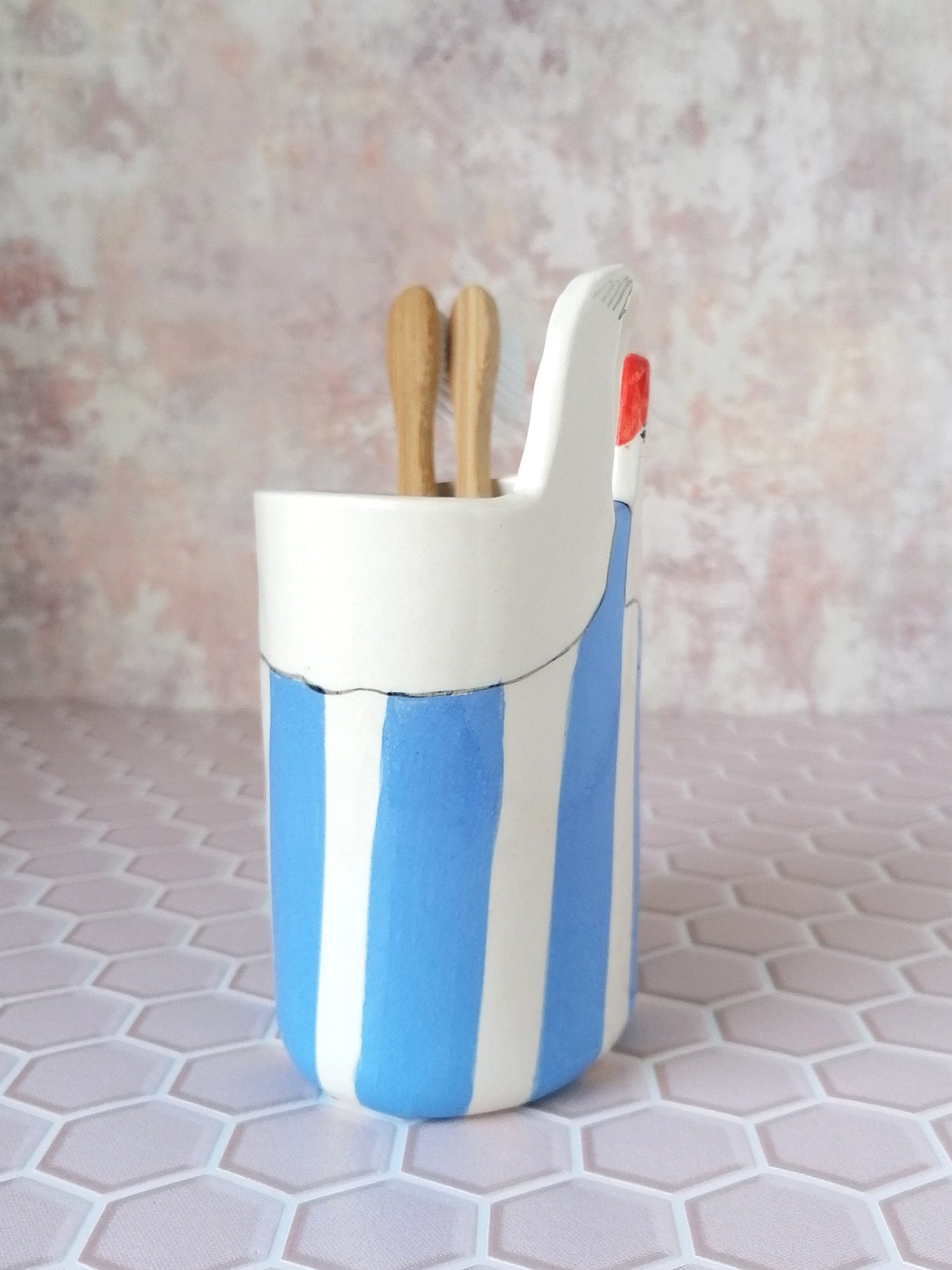 Sylvia the swimmer handmade ceramic pot toothbrush holder