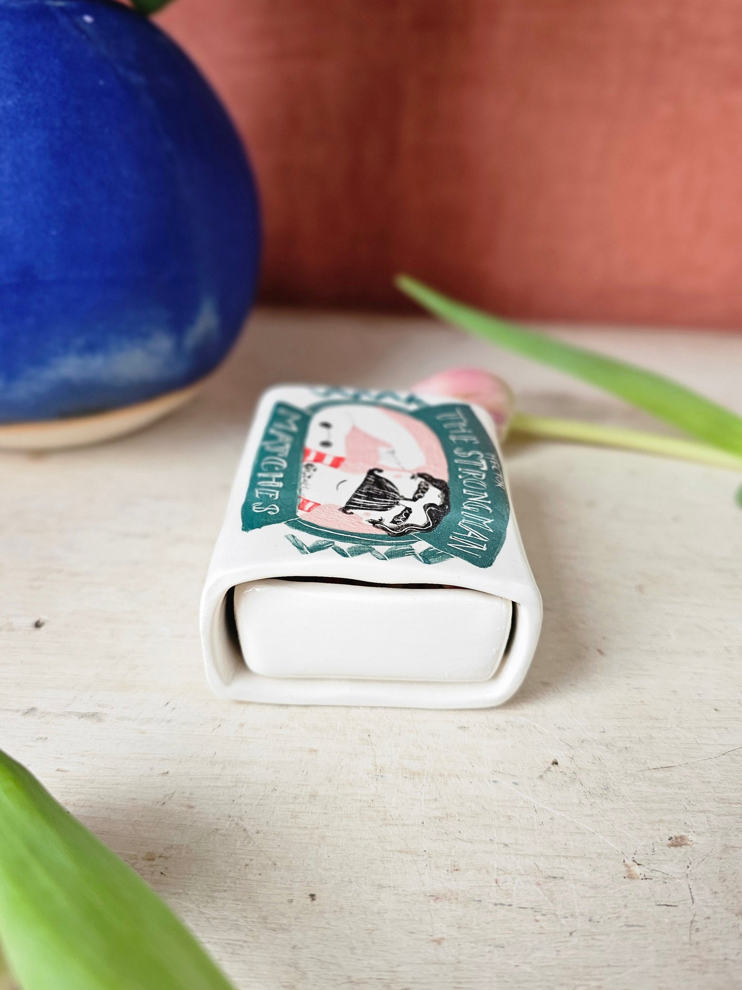 Hector the strongman ceramic large matchbox