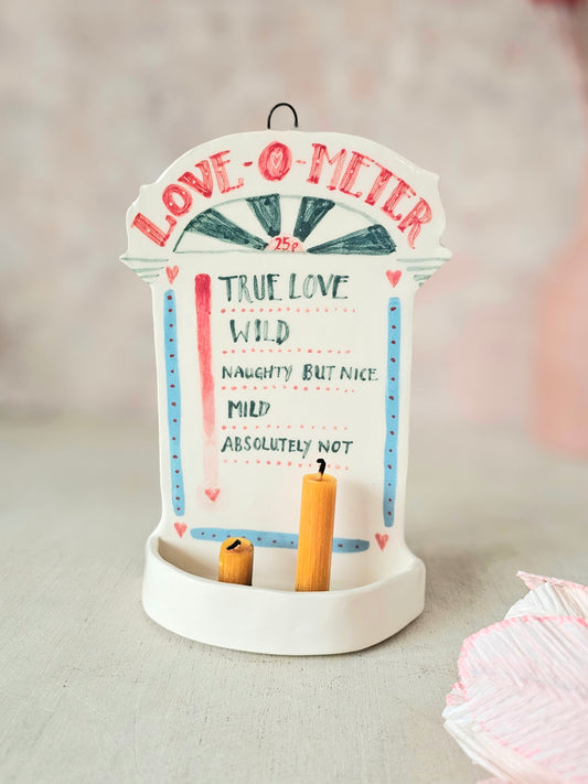 Love-O-Meter wall mount ceramic candle holder