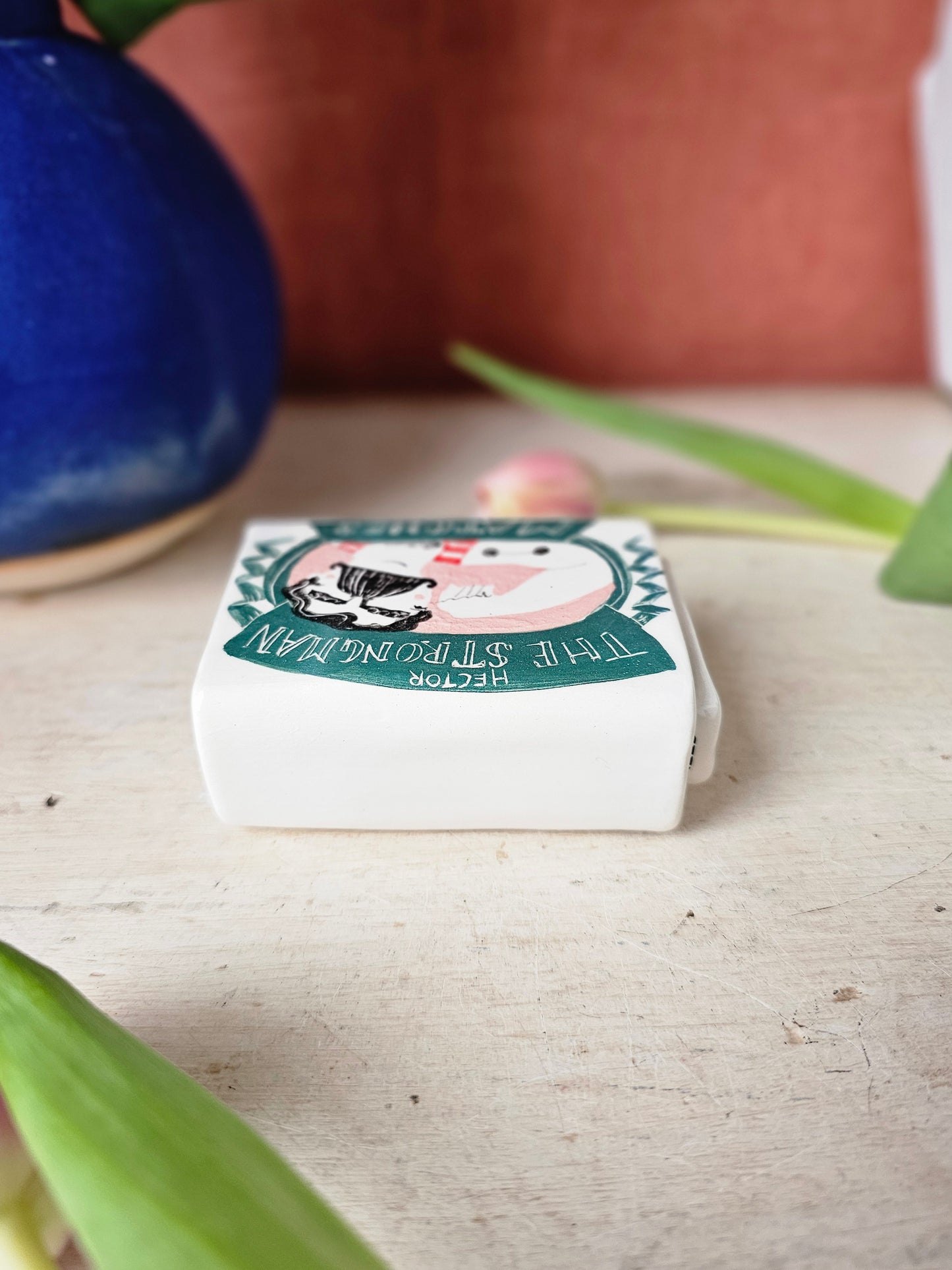 Hector the strongman ceramic small matchbox