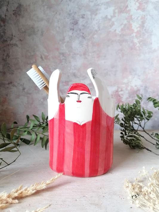 Made to order: Sylvia the swimmer ceramic toothbrush holder